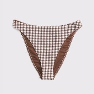 Abercrombie & Fitch Mid Rise High-Leg Gingham Bikini Bottom Small NWOT